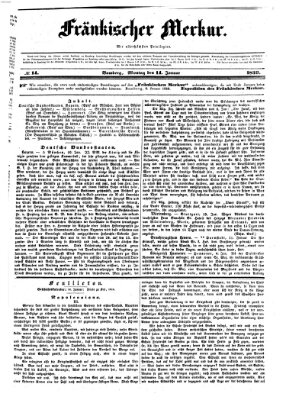 Fränkischer Merkur (Bamberger Zeitung) Montag 14. Januar 1839