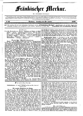 Fränkischer Merkur (Bamberger Zeitung) Samstag 19. Januar 1839