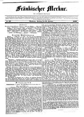 Fränkischer Merkur (Bamberger Zeitung) Freitag 15. Februar 1839