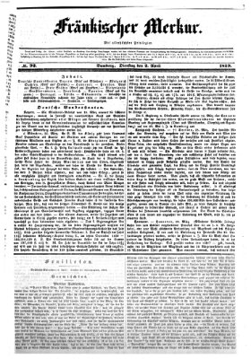 Fränkischer Merkur (Bamberger Zeitung) Dienstag 2. April 1839