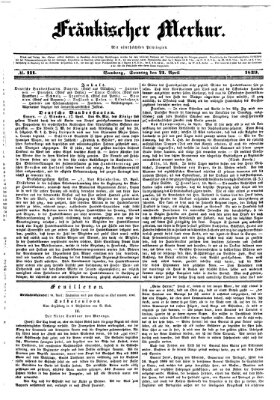 Fränkischer Merkur (Bamberger Zeitung) Sonntag 21. April 1839