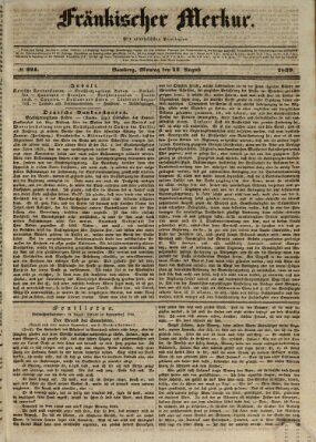 Fränkischer Merkur (Bamberger Zeitung) Montag 12. August 1839