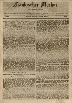 Fränkischer Merkur (Bamberger Zeitung) Donnerstag 29. August 1839