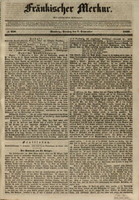 Fränkischer Merkur (Bamberger Zeitung) Samstag 7. September 1839