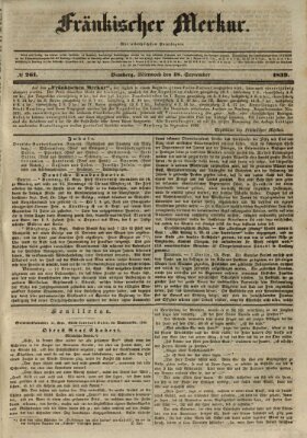 Fränkischer Merkur (Bamberger Zeitung) Mittwoch 18. September 1839