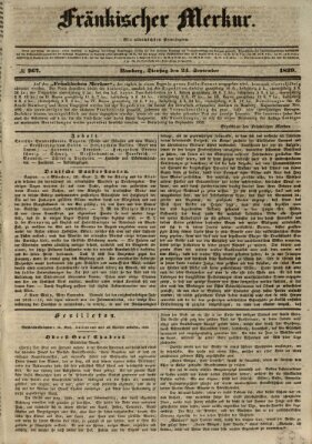 Fränkischer Merkur (Bamberger Zeitung) Dienstag 24. September 1839