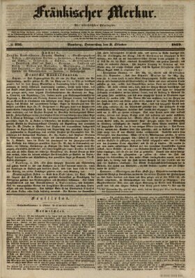 Fränkischer Merkur (Bamberger Zeitung) Donnerstag 3. Oktober 1839