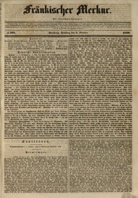 Fränkischer Merkur (Bamberger Zeitung) Samstag 5. Oktober 1839