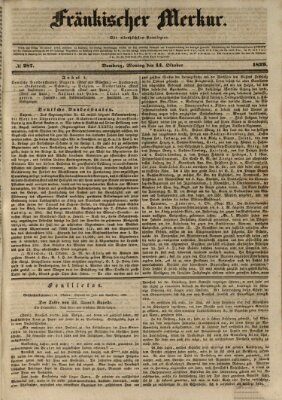 Fränkischer Merkur (Bamberger Zeitung) Montag 14. Oktober 1839