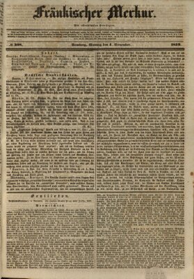 Fränkischer Merkur (Bamberger Zeitung) Montag 4. November 1839