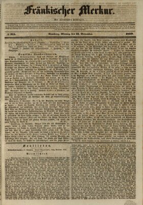 Fränkischer Merkur (Bamberger Zeitung) Montag 11. November 1839