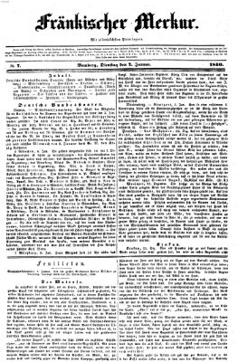 Fränkischer Merkur (Bamberger Zeitung) Dienstag 7. Januar 1840