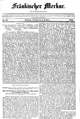 Fränkischer Merkur (Bamberger Zeitung) Dienstag 4. Februar 1840