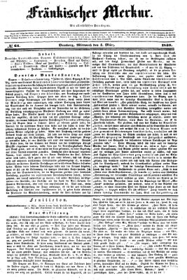 Fränkischer Merkur (Bamberger Zeitung) Mittwoch 4. März 1840