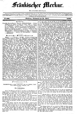 Fränkischer Merkur (Bamberger Zeitung) Mittwoch 15. April 1840