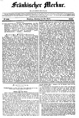 Fränkischer Merkur (Bamberger Zeitung) Samstag 18. April 1840