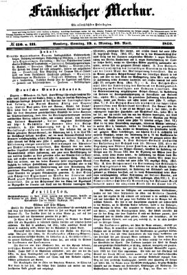 Fränkischer Merkur (Bamberger Zeitung) Sonntag 19. April 1840