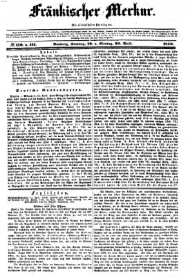 Fränkischer Merkur (Bamberger Zeitung) Montag 20. April 1840