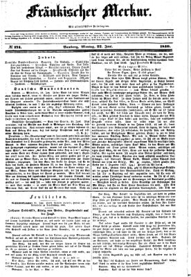 Fränkischer Merkur (Bamberger Zeitung) Montag 22. Juni 1840