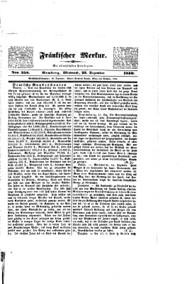 Fränkischer Merkur (Bamberger Zeitung) Mittwoch 23. Dezember 1840