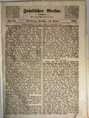 Fränkischer Merkur (Bamberger Zeitung) Sonntag 10. Januar 1841