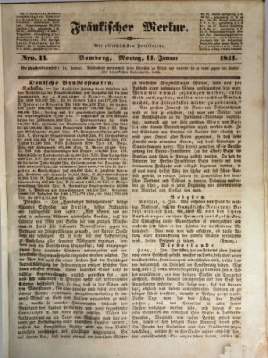 Fränkischer Merkur (Bamberger Zeitung) Montag 11. Januar 1841