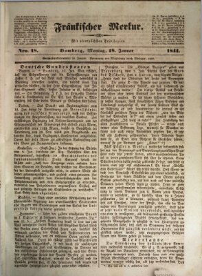 Fränkischer Merkur (Bamberger Zeitung) Montag 18. Januar 1841