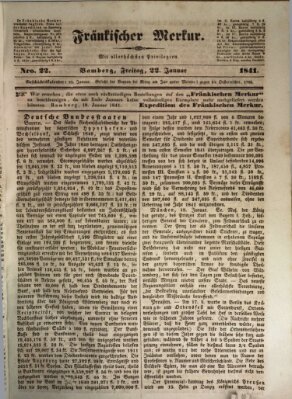 Fränkischer Merkur (Bamberger Zeitung) Freitag 22. Januar 1841