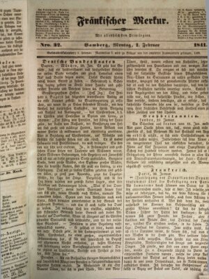 Fränkischer Merkur (Bamberger Zeitung) Montag 1. Februar 1841