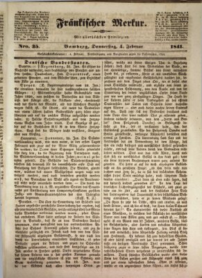 Fränkischer Merkur (Bamberger Zeitung) Donnerstag 4. Februar 1841