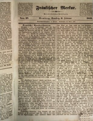 Fränkischer Merkur (Bamberger Zeitung) Samstag 6. Februar 1841