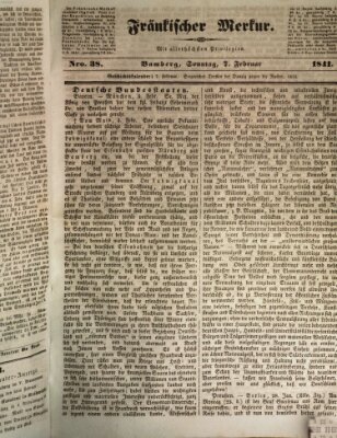 Fränkischer Merkur (Bamberger Zeitung) Sonntag 7. Februar 1841