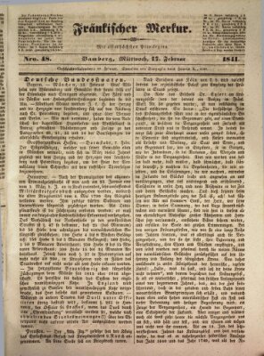 Fränkischer Merkur (Bamberger Zeitung) Mittwoch 17. Februar 1841