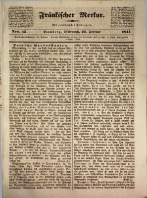 Fränkischer Merkur (Bamberger Zeitung) Mittwoch 24. Februar 1841