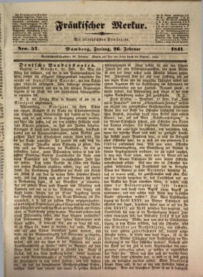 Fränkischer Merkur (Bamberger Zeitung) Freitag 26. Februar 1841