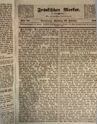 Fränkischer Merkur (Bamberger Zeitung) Samstag 27. Februar 1841