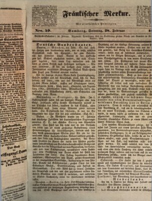 Fränkischer Merkur (Bamberger Zeitung) Sonntag 28. Februar 1841