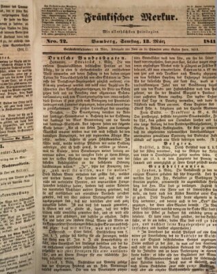 Fränkischer Merkur (Bamberger Zeitung) Samstag 13. März 1841