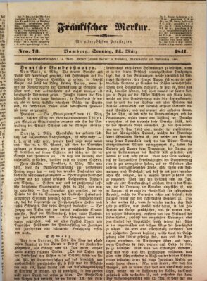 Fränkischer Merkur (Bamberger Zeitung) Sonntag 14. März 1841