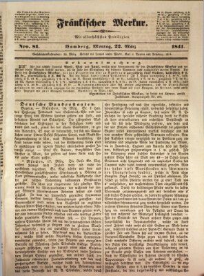 Fränkischer Merkur (Bamberger Zeitung) Montag 22. März 1841