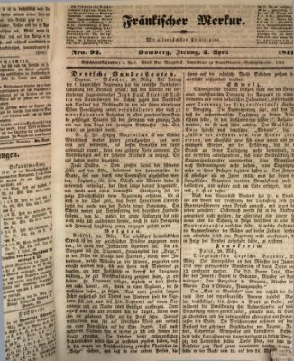 Fränkischer Merkur (Bamberger Zeitung) Freitag 2. April 1841