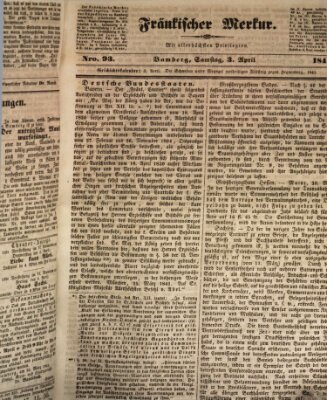 Fränkischer Merkur (Bamberger Zeitung) Samstag 3. April 1841