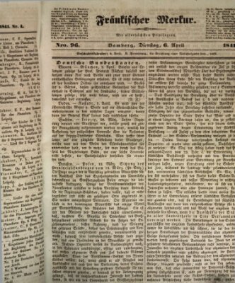 Fränkischer Merkur (Bamberger Zeitung) Dienstag 6. April 1841