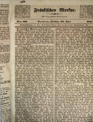 Fränkischer Merkur (Bamberger Zeitung) Dienstag 20. April 1841