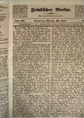 Fränkischer Merkur (Bamberger Zeitung) Montag 26. April 1841