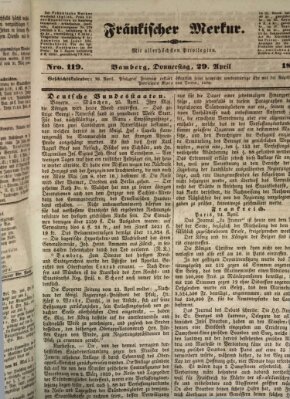 Fränkischer Merkur (Bamberger Zeitung) Donnerstag 29. April 1841