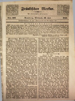 Fränkischer Merkur (Bamberger Zeitung) Mittwoch 16. Juni 1841