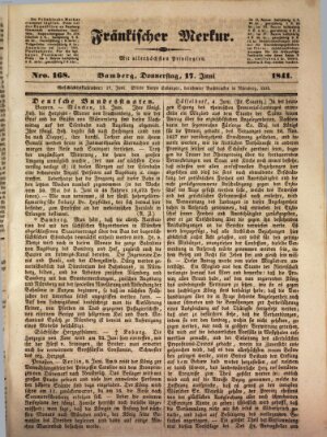 Fränkischer Merkur (Bamberger Zeitung) Donnerstag 17. Juni 1841