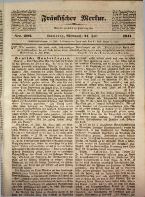 Fränkischer Merkur (Bamberger Zeitung) Mittwoch 21. Juli 1841