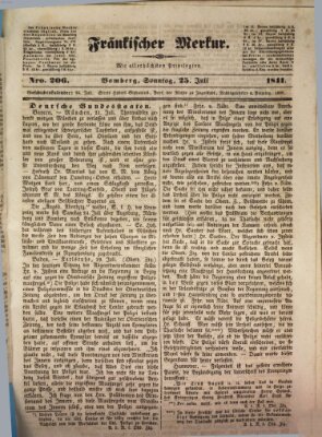 Fränkischer Merkur (Bamberger Zeitung) Sonntag 25. Juli 1841